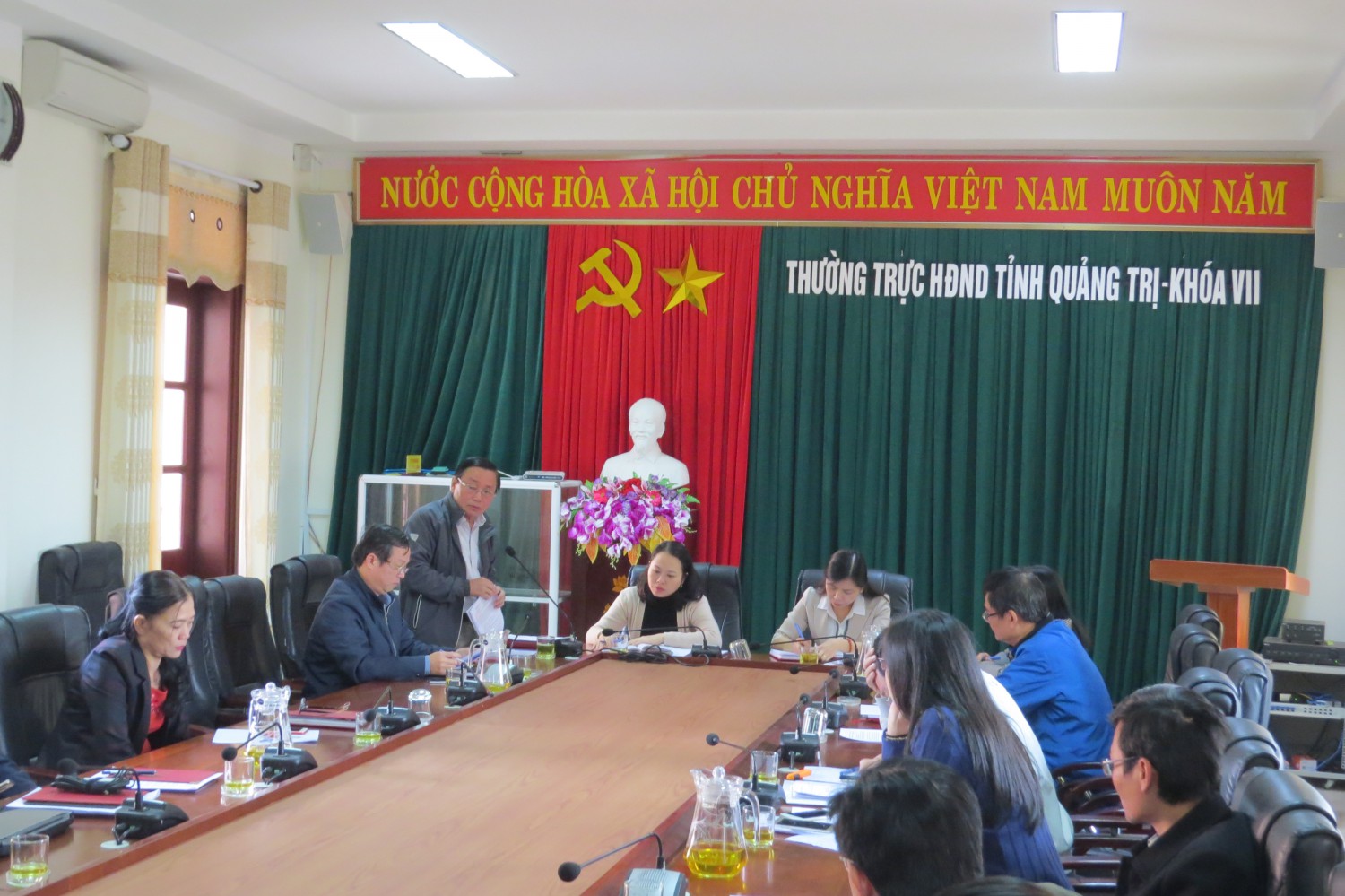 Đồng chí Nguyễn Đức Đũng, Ủy viên Ban Thường vụ Tỉnh ủy, Phó Chủ tịch HĐND tỉnh phát biểu chỉ đạo tại buổi họp